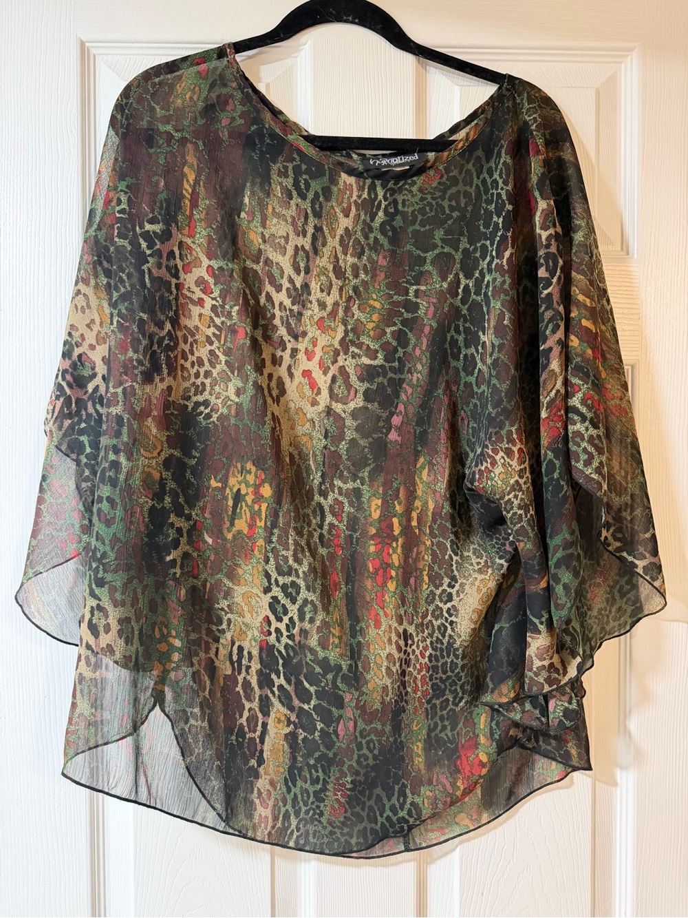 Hypnotized Y2K Leopard Print Multicolor Poncho Style Top